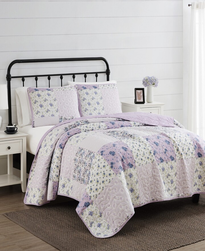 Multi CC461K Be-You-tiful Home Alana Patchwork King Quilt Set with Sham 