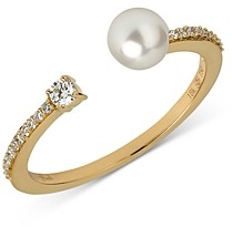 Hueb 18K Yellow Gold Spectrum Diamond and Cultured Freshwater Pearl Open Ring