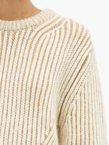 Thumbnail for your product : Chloé Two-tone Ribbed Wool-blend Sweater - Womens - Beige Multi