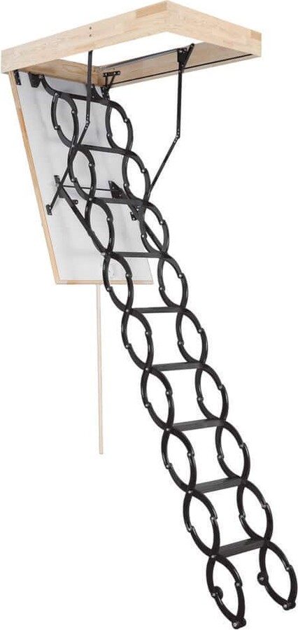 STAIRLUXE COMP 8 ft. 9.5 ft. 28.25 in. x 40 in. Insulated Steel Scissor Attic Ladder, 352 lbs. Load Capacity