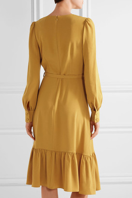 Co Belted Ruffled Crepe Dress - Marigold