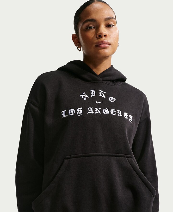 Nike Women's Fleece Oversized Los Angeles Pull-On Hoodie - Black/White