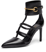 Thumbnail for your product : Gucci Point-Toe Caged Ankle Pump, Nero