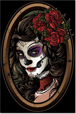 The Holiday Aisle Day Of The Dead/Dia De Los Muertos Sugar Skull Woman Portrait, Acrylic Hanging Wall Decor
