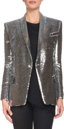 Balmain Single-Breasted Sequined Paillette Jacket