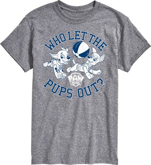 Paw Patrol Men'sPawPatrolWhoLetThePupsOutShortSleeveGraphicT-Shirt-AthleticHeather-2X-Large