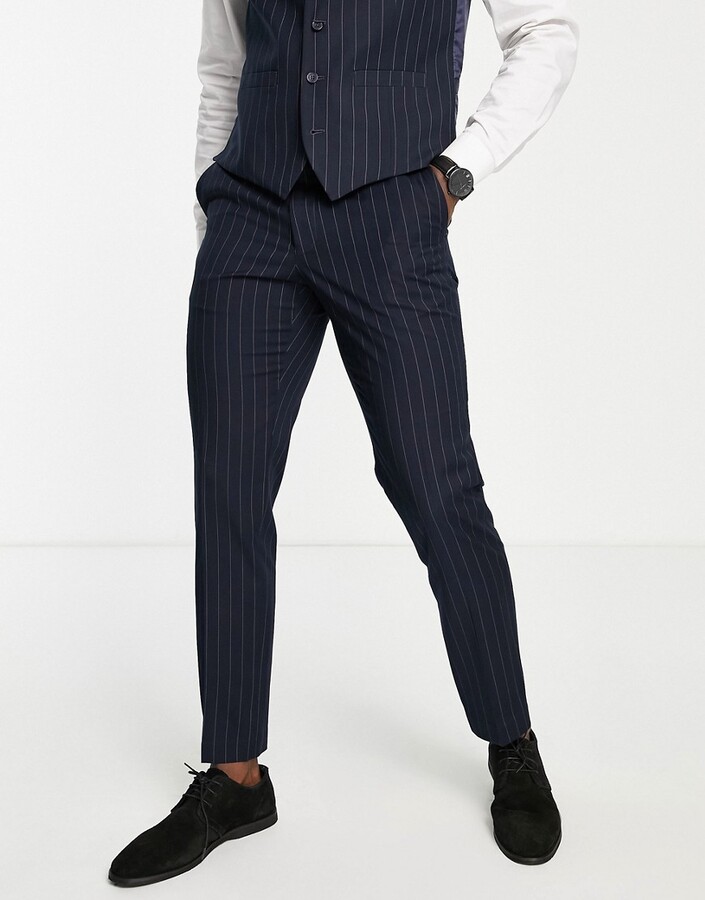 Navy Pinstripe Dress Pants | Shop the world's largest collection 