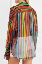 Thumbnail for your product : Caroline Constas Jetset Metallic Striped Silk-chiffon Shirt - Red