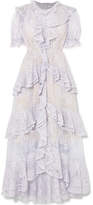 Erdem - Garcelle Ruffled Cotton-blend Lace Gown - Lilac