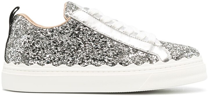 silver sequin sneakers