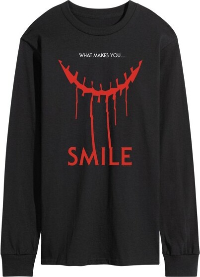 S.MILE Men'sSMILEWhatMakesYouLogoLongSleeveGraphicT-Shirt-Black-Medium