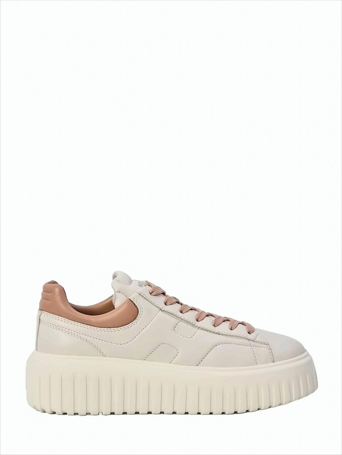 Hogan Ivory Leather Lace-Up H-Stripes H Shoes