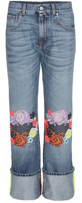 Christopher Kane Wide-leg jeans with floral appliqué