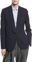 Thumbnail for your product : Brunello Cucinelli Shawl-Collar One-Button Crepe Blazer with Monili Chain Detail