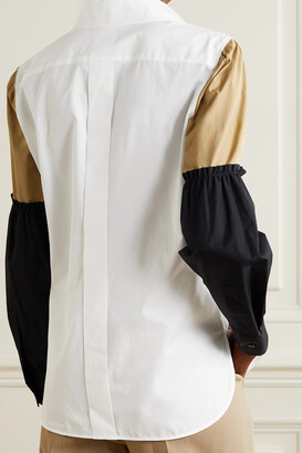 Max Mara Badia Color-block Cotton-poplin Shirt - White