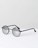 Thumbnail for your product : ASOS Round Sunglasses In Black With Mirror Lens