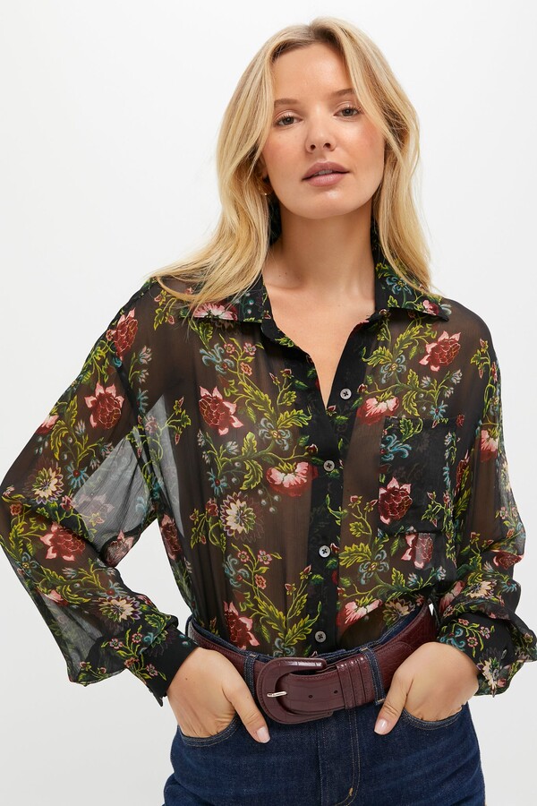 Sheer Floral Blouse | ShopStyle