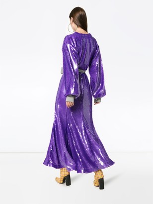 Natasha Zinko Sequin Embellished Maxi Robe Dress