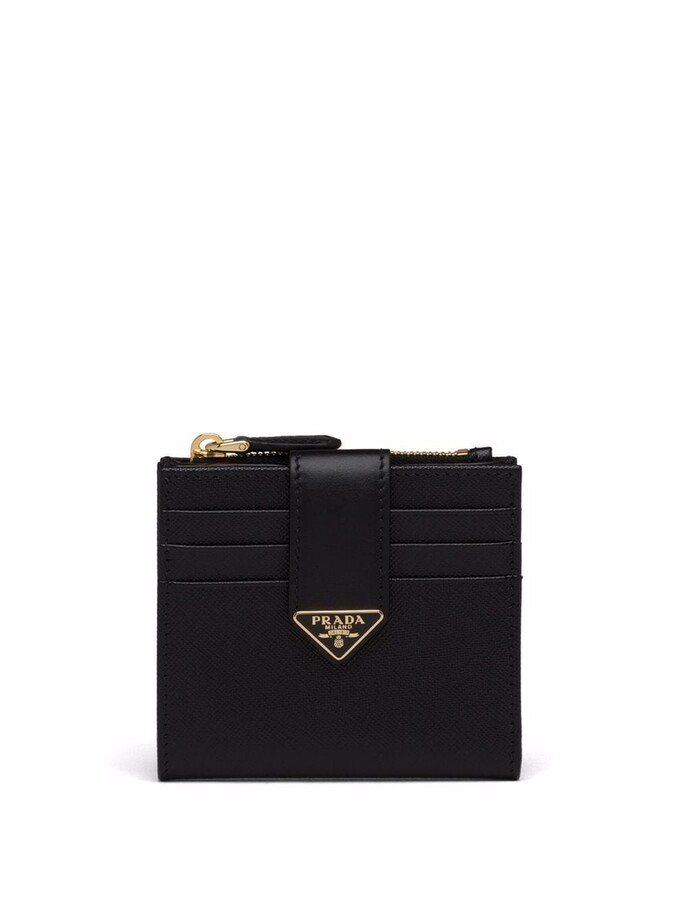 Prada Wallets Black Leather Zip | ShopStyle