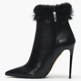 Thumbnail for your product : Daniel Evie Black Leather Fur Cuff Ankle Boots