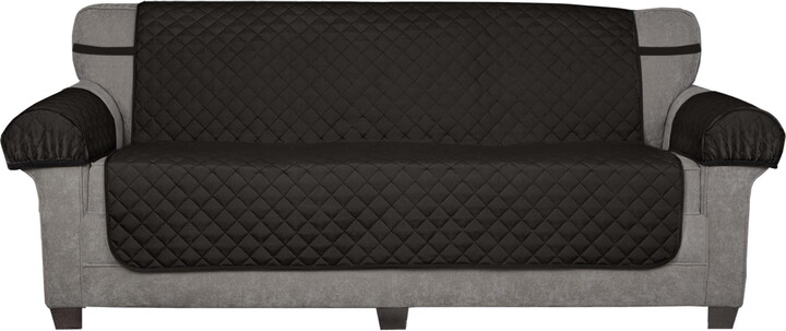 Mainstays Sofa Reversible Quilted Microfiber Pet Cover Multipurpose Furniture Protector, Black/Gray, 3-Piece