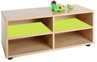 Mobeduc Super Low Horizontal Storage with 2 Compartments, Wood, Apple Green, 90 x 44 x 40 cm
