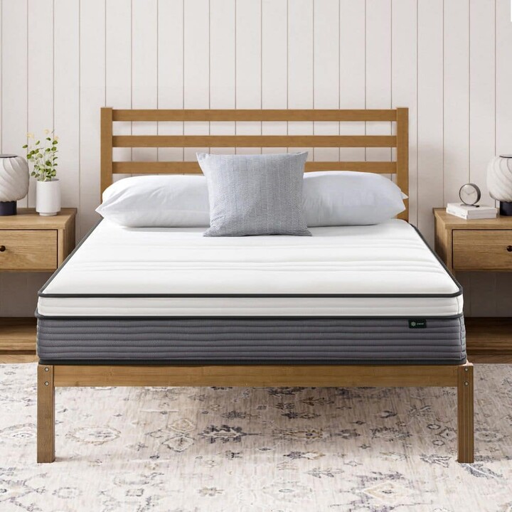 Zinus Medium Firm Support Full Euro Top Pocket Spring Hybrid 10 in. Mattress