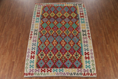 Dakota Fields Reversible Wool Kilim Oriental Area Rug 7x10