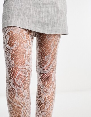 ASOS DESIGN white lace tights - ShopStyle Hosiery