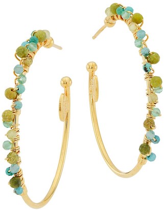 Gas Bijoux Creole Calliope 24K Gold-Plated, Turquoise & Glass Bead Hoop  Earrings - ShopStyle