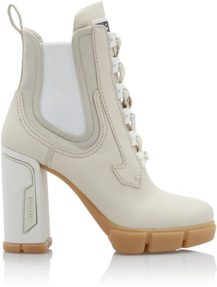 prada leather and neoprene ankle boots