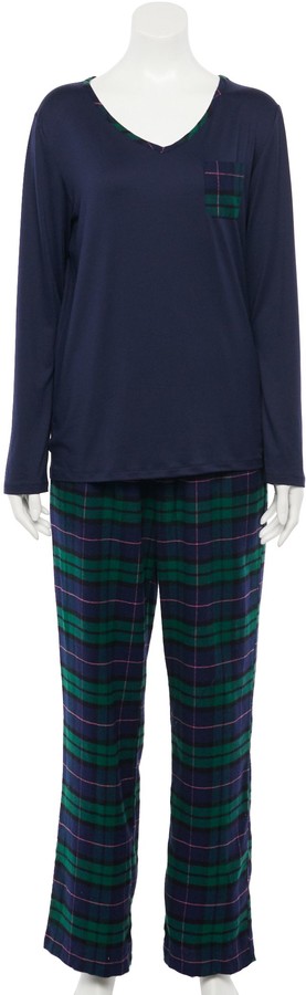women's blue plaid pajama pants