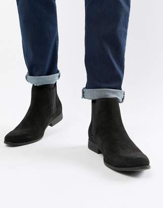 ASOS Design DESIGN Wide Fit chelsea boots in black faux suede