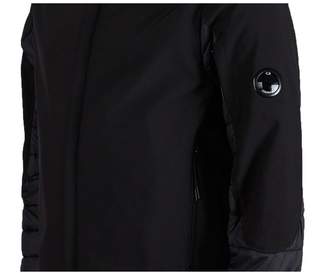 C.P. Company Soft Shell Quilt Arm Lens Hooded Jacket Colour: BLACK, Siz