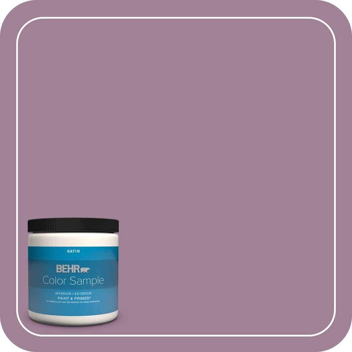 BEHR PREMIUM PLUS 8 oz. #PMD-82 Violet Bouquet Satin Enamel Interior/Exterior Paint & Primer Color Sample