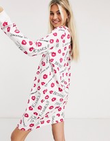 Thumbnail for your product : Love Moschino kisses print jersey sweater dress in white