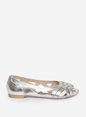 womens wide fit silver shoes