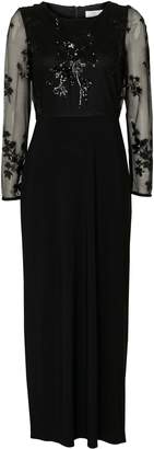 Wallis PETITE Black Embellished Mesh Maxi Dress