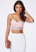 Thumbnail for your product : Missguided Neilina Baby Pink Lace Bralet
