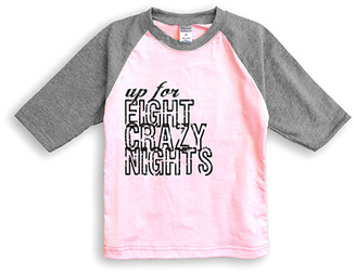 Urban Smalls Pink & Gray 'Eight Crazy Nights' Raglan Tee - Toddler & Girls