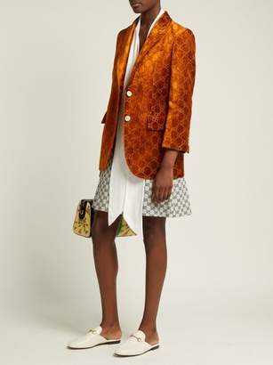 Gucci Embroidered Velvet Blazer - Womens - Brown