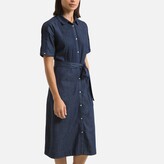 Thumbnail for your product : Anne Weyburn Denim Midi Shirt Dress with Short Sleeves