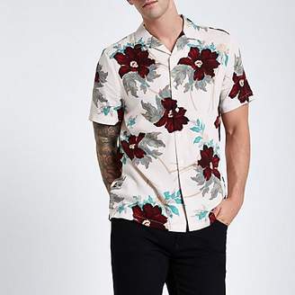 River Island Ecru floral print revere shirt
