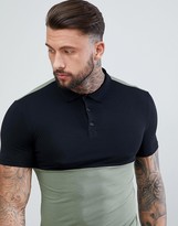 Thumbnail for your product : ASOS DESIGN muscle jersey polo with stretch and contrast yoke