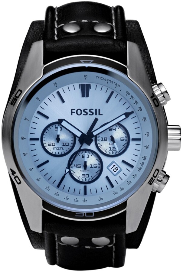 Fossil Men's Coachman Black Leather Watch 45mm