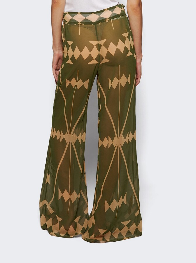 Johanna Ortiz Rapsodia Pant Green And Ecru