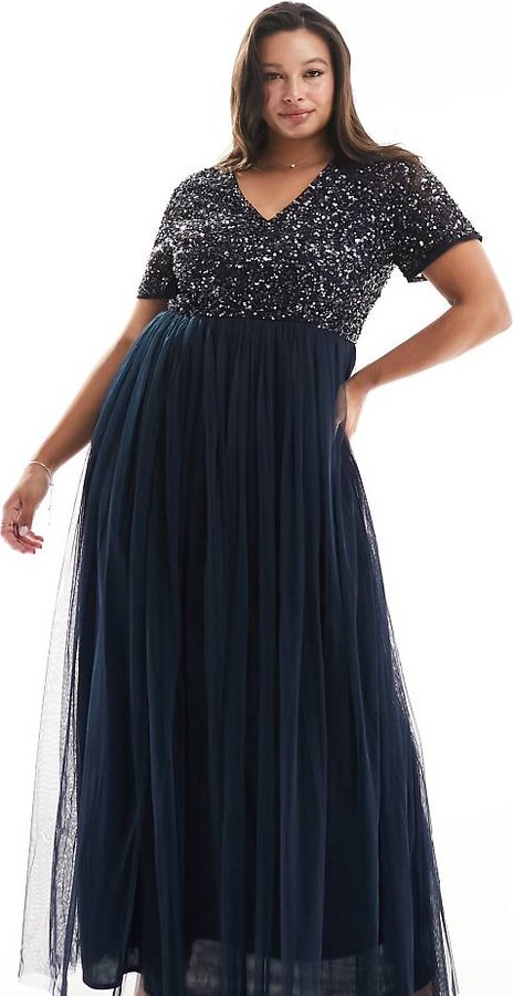 Maya Bridesmaid short-sleeved maxi tulle dress with tonal delicate