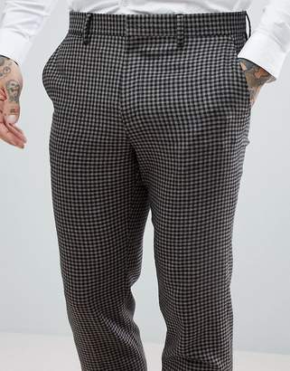 ASOS Design Wedding Slim Suit Pants 100% Wool Houndstooth In Putty