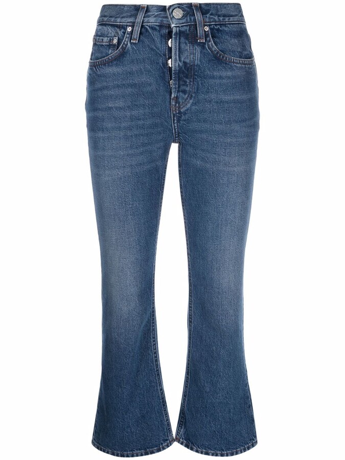 Totême Cropped Kick Flared Jeans - ShopStyle