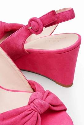Next Womens Pink Suede Twist Wedge Sandals